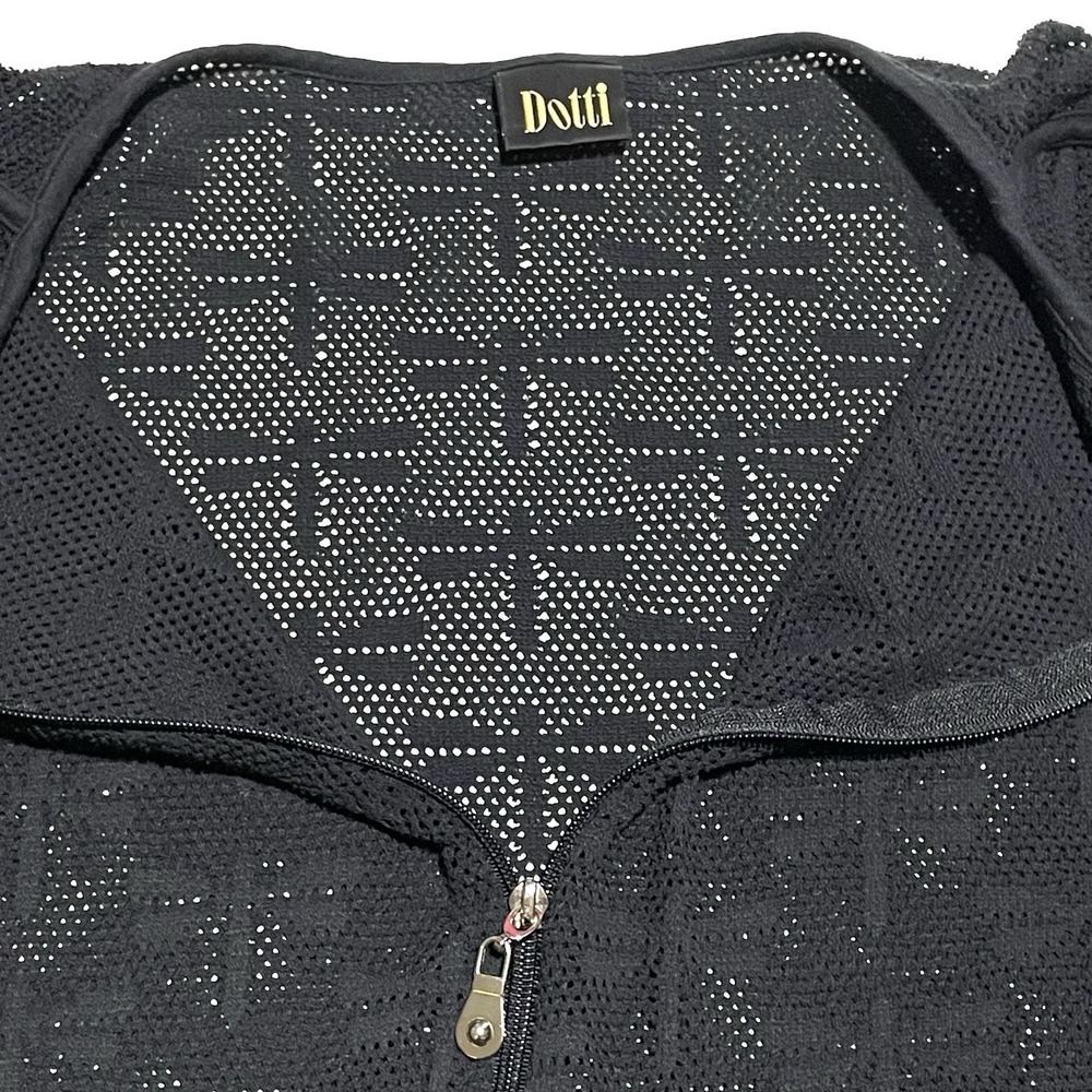 Dotti Swimsuit Cover Up Black Dragonfly‎ Mesh Zipper Women's Large Short Sleeve